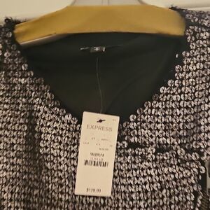 Express Black and Silver Sequin Blouse